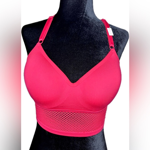 VICTORIAS SECRET PINK LOGO COOL & COMFY WIRELESS T-BACK SPORTS BRA M NWT - Picture 3 of 10
